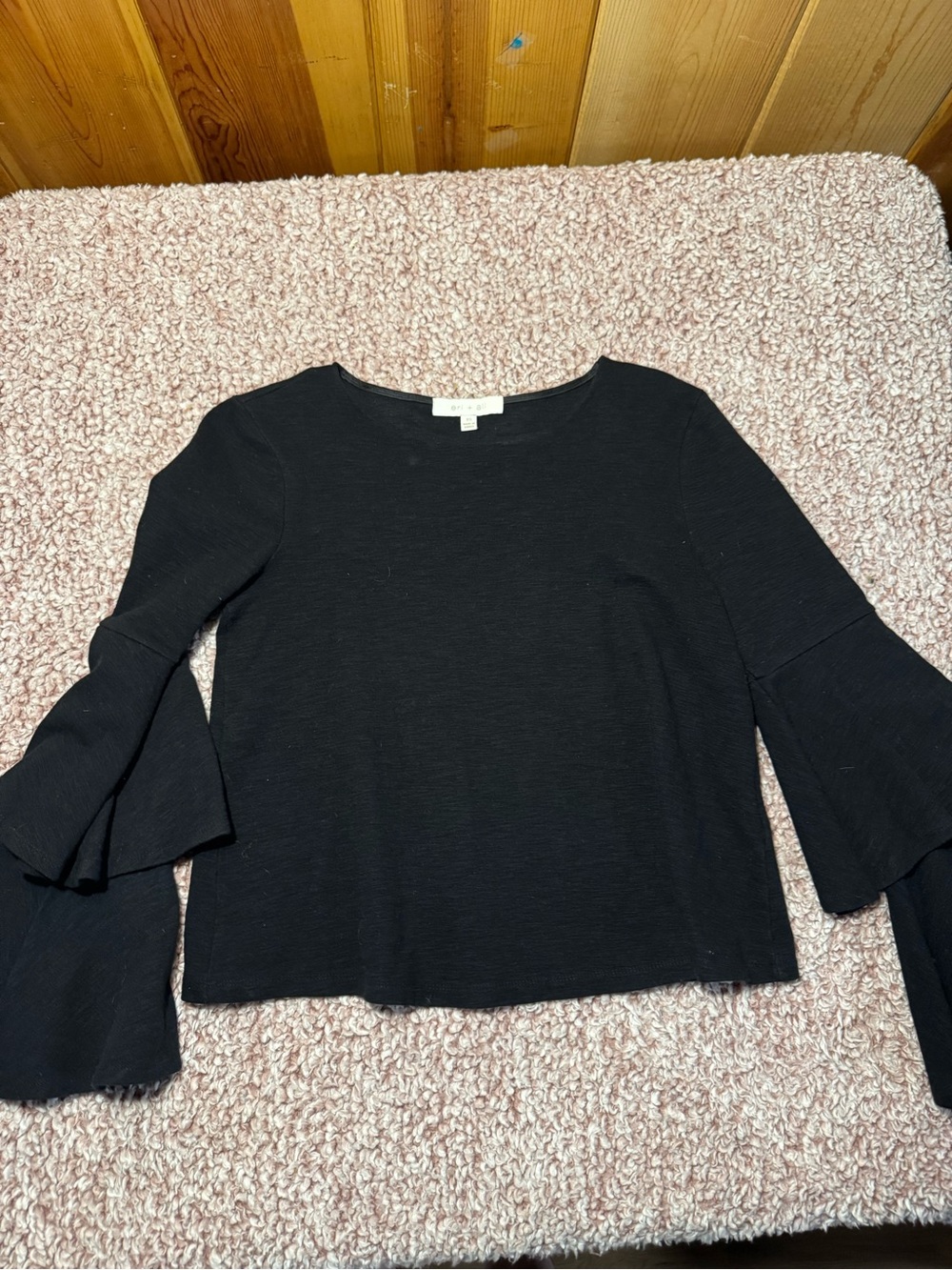 Eri + Ali for Anthropologie Black Bell Sleeve Top XS